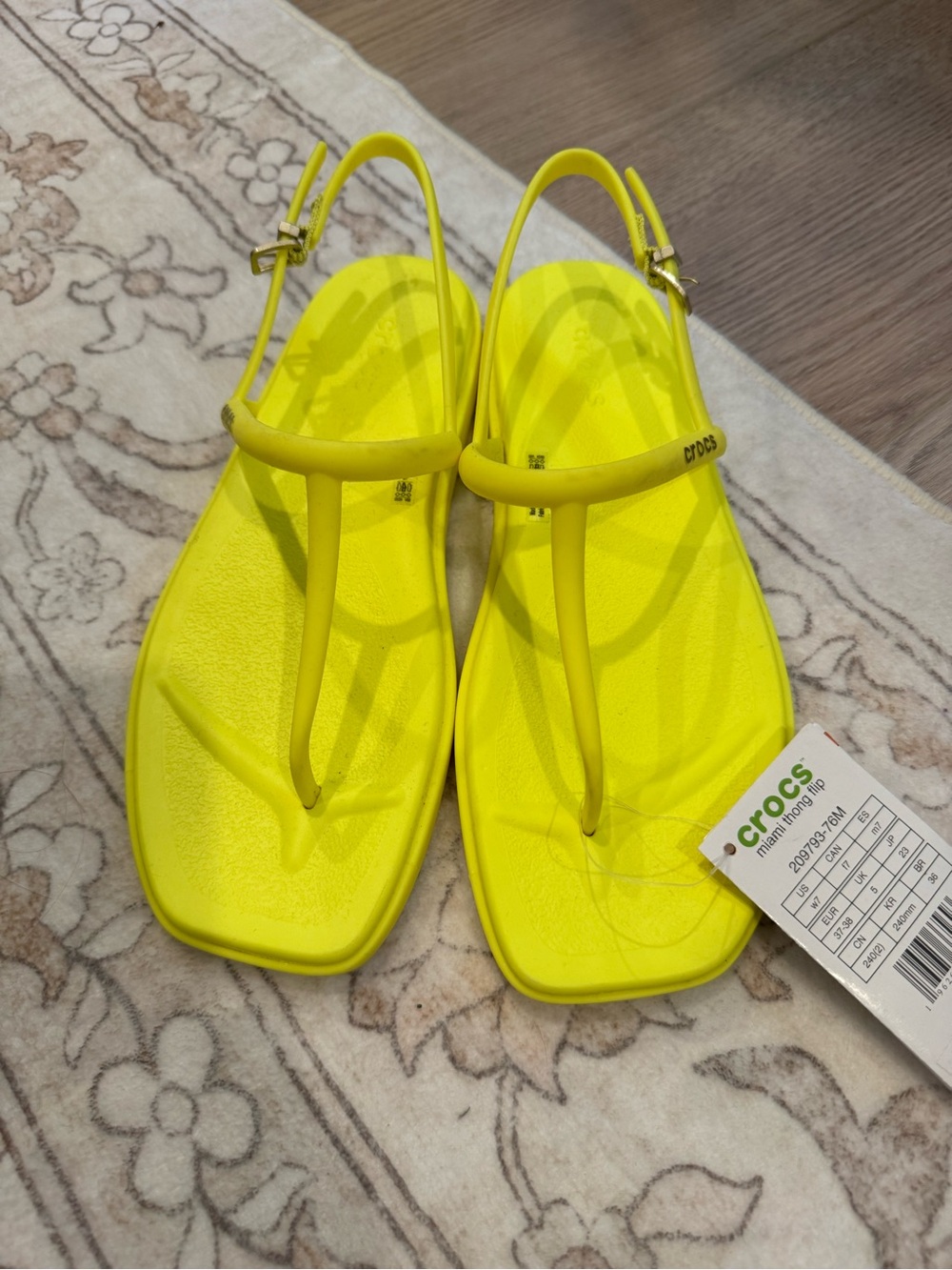 CROCS Women's Bright Yellow T-Strap Slingback Sandals